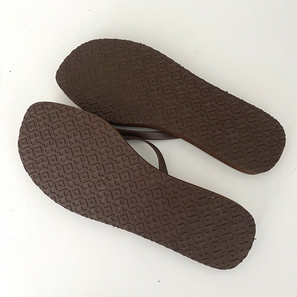 NWOB Tory Burch Soho Reverie Walnut Brown Floral Thin Flip Flops Sandal Flat 9 - Picture 11 of 11